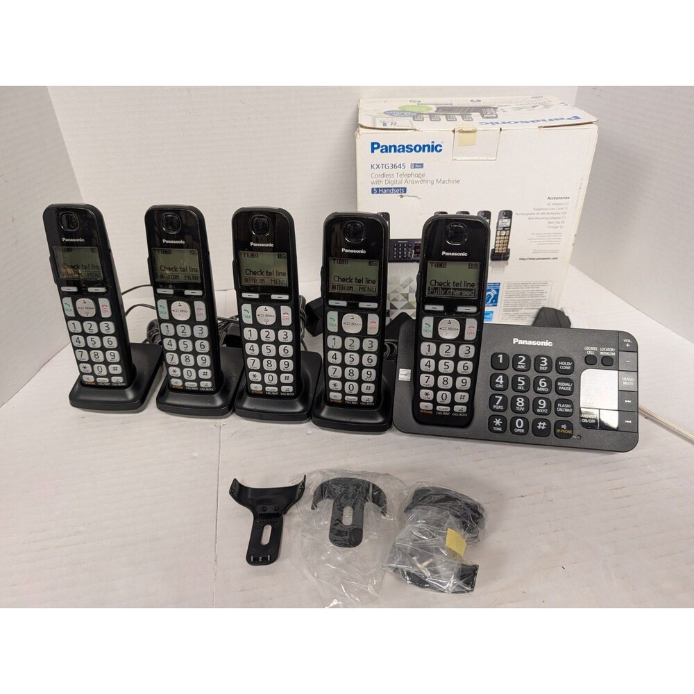 Panasonic KX-TG3645 Cordless Telephone Digital Answering Machine 5 Handsets